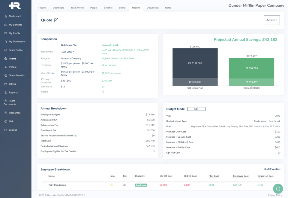 screenshot of Remodel Health